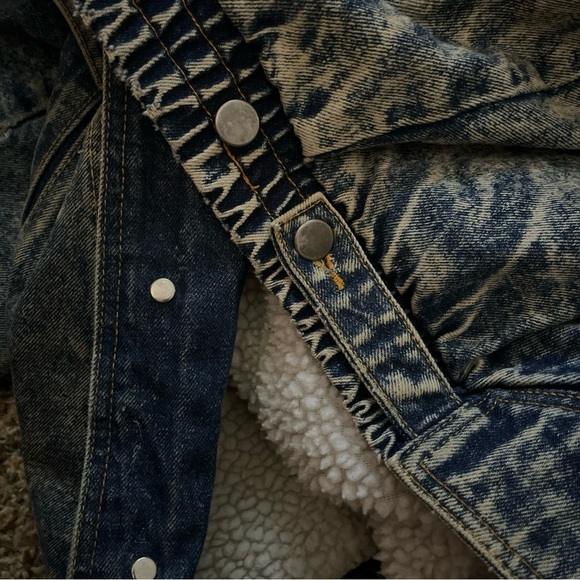 Y2K New Territories Barn Chore Jacket Lambs Leather Sherpa Denim Men’s Large - Picture 8 of 15